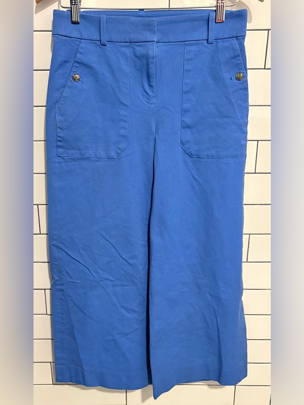 J.Crew $98 Sydney wide-leg pant in bi-stretch cotton blend Sail Blue 6 - Picture 4 of 7